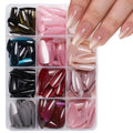 288Pcs Cat Eye Press on Nails Almond Shape 12 Color Glitter Fake Nails Medium, Sparkle Glass Nails Press on, Shiny Acrylic Glue on Nail Gradient Stick on Nail for Women Manicure - color: Style 10