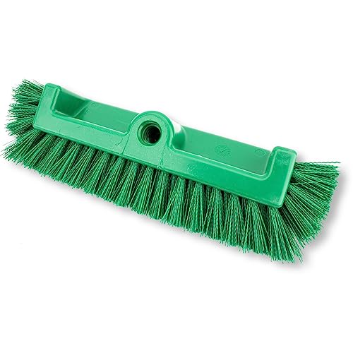 SPARTA Multi-Level Tile Scrub Brush 12" Wide Brush Head, Heavy-Duty Tile Cleaning Brush with End Bristles for Commercial Tiles, Tubs and Floor, Plastic, 12 Inches, Green - color: Green