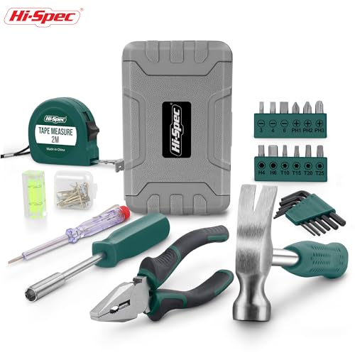 Hi-Spec Small Tool Kit Compact Set for Home and Office DIY, Green - color: Green