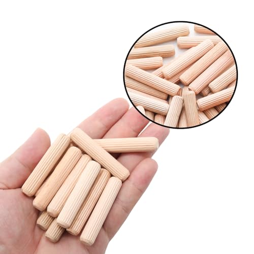 48Pcs 10mm x 50mm / 2/5 Inch x 1.97 Inch Wooden Dowel Pin Fluted Beveled Ends Wooden Pegs Support Shelves - size: 10 x 50mm