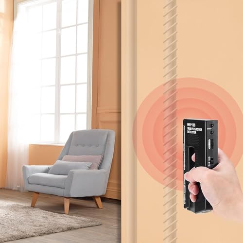 WPP123 High Sensitivity in-Wall Detector, Metal Detector, Wire Detector, Adjustable Alarm, Multi-Functional Scanner, Suitable for Adults, Durable Plastic Body, Black