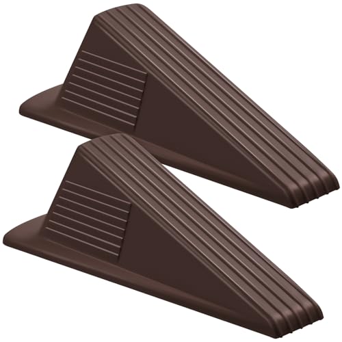 Frienda 2 Pcs Heavy Duty Rubber Door Stops Wedge Stackable,Coffee - color: Coffee