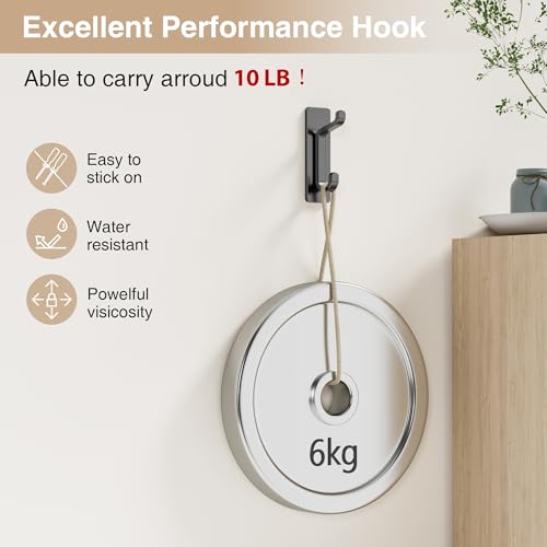 Self Adhesive Wall Hooks for Hanging: Extra Strong 13 LB, Hook for Coat, Towel in Bathrooms, Shower, Kitchen, Wall, Door Hook, Black 4 Pack - color: Black, size: 4 Pack