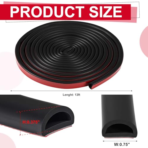 Pangda 13ft Foam Rubber D Shape Seal Strip 0.75" W x 0.38" H Self Adhesive EPDM Rubber Weather Stripping RV Slide Out Seal Heavy Duty Automotive Weather Stripping for Car Truck RV Boat Home - size: 13ft, style: 0.75" W X 0.38" H