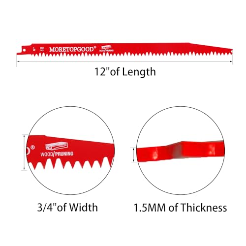 Wood Pruning Reciprocating Saw Blades, 12 Inch Saw Blades for Trees, Wood Cutting (5 Pack/5TPI) - size: 12 Inch---5PCS