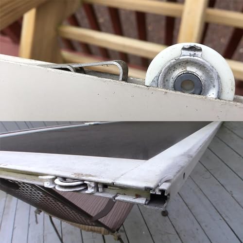 2 Pair Gliding Screen Door Roller Assembly Fits for Andersen Upper P/N #1997063 & Lower P/N #1997310 (1991 to Present), 1-1/4" Nylon Concaved Wheels, Edge Adjustable