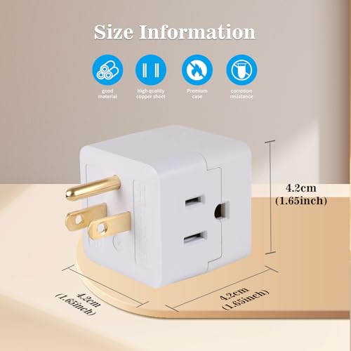 Multi Plug Wall Outlet 2-Pack,3 Prong Adapter Wall Outlet Extender | Electrical Outlet Extender, Grounded Outlet Splitter, Cube Tap 3-Way Power Plug Expander for Home and Office, White