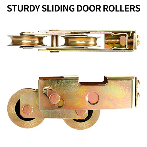 Huazu Sliding Patio Door Tandem Roller Assembly - 1-1/4 Inch Steel Ball Bearing, Replacement Rollers for Sliding Glass Doors, Screen Doors, Gates, and Windows (2 Pack)