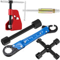 5 Pcs Angle Stop Wrench Kit Plumbing Tool, Compression Sleeve Puller for 1/2" Compression Fitting Ferrule Puller Removal Tool for 1/2" Copper Tubing 4-way Multi-functional Utility Key(Blue) - color: Blue