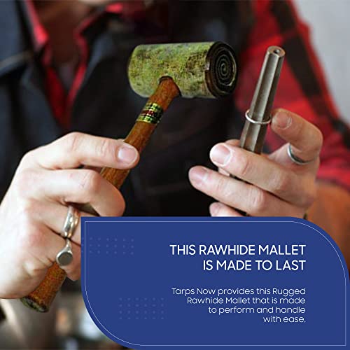 Tarps Now Multi-Purpose Rawhide Mallet, #5 Size - Heavy Duty Hammer for Grommets, Stamping Jewelry, Striking, Leather Work, Hobby Craft Work, Watch Repairs, Metal Work, and Woodworking