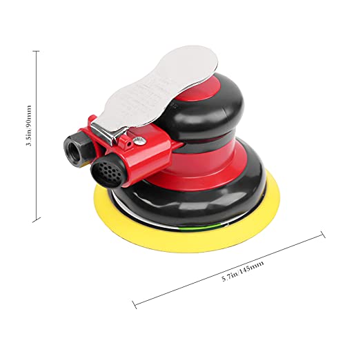 Professional Air Random Orbital Palm Sander, Heavy Duty Dual Action Pneumatic Sander with 1pc Backing Plate (5 inch) - size: 5 inch