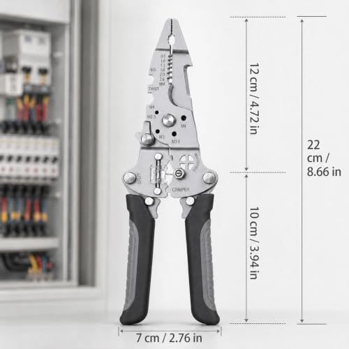 Multifunctional Foldable Automatic Wire Stripper and Cutter, Portable Crimping Tool for and Stripping tools & home improvement - color: Black