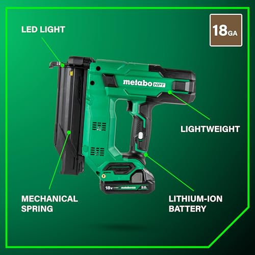 Metabo HPT Brad Nailer, 18 Gauge Cordless, 18V Kit, NT1850DG - style: NT1850DG - Includes Battery and Charger