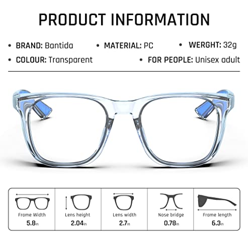 Safety Glasses Anti-Fog Eye Protection Blue Light Blocking Glasses for Women Men - color: Blue