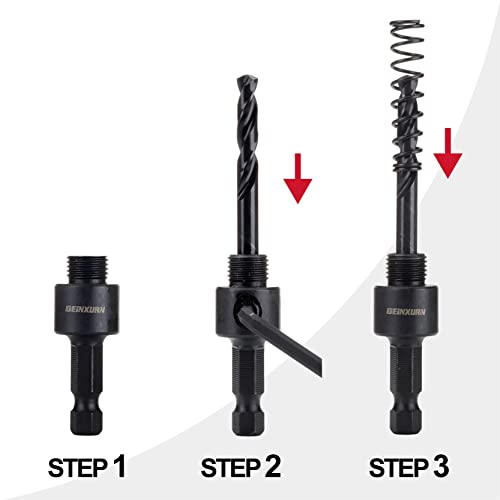 GEINXURN General Hole Saw Mandrel, 7/16-Inch and 3/8 Inch Hole Saw Arbor with 3Pcs Central Drill/2PCS Hex wrench/2Pcs Spring - size: GHSM038G