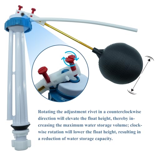 Banhey Toilet Float Fill Valve Replacement Kit, Universal Toilet Repair Kit, Includes G3/4" Inlet Fill Valve, Float Ball, and Lever Arm, Adjustable Water-Saving Design WC Repair Parts