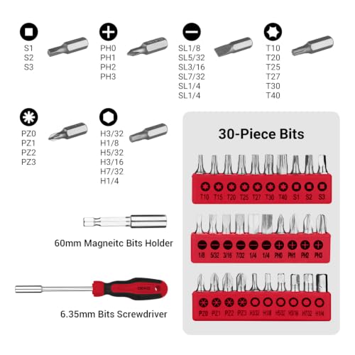 DEKOPRO 50 Piece General Household Hand Tool Kit with Plastic Toolbox Storage Case, All Purpose Home Tool Kit Includes Essential Tools for Office College Repairs - Red - color: Red-50pcs