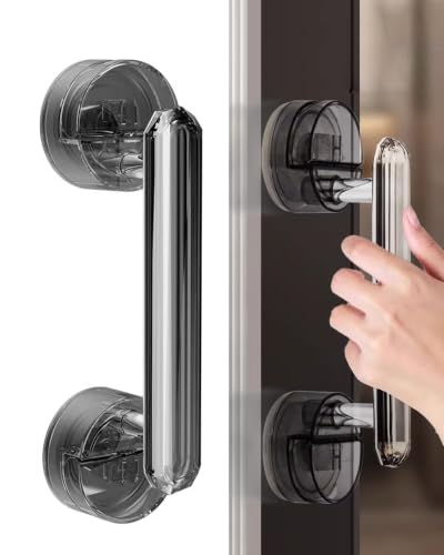 Esvara Suction Cup Grab Bar Handle, Multi-Surface Safety Grip Handle for Shower Door, Glass Sliding Door, Refrigerator, Microwave, Window, Cabinet, and More (1 Pack, Black)