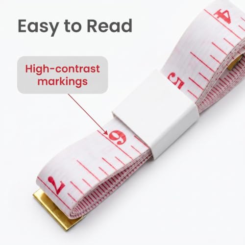 Measuring Tape for Body Measurements, Soft Tape Measure Double Scale, Has 150 Centimetre Scale on Reverse and Front 60 Inch - color: White Red