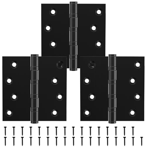 KOLET Ball Bearing Door Hinges, 4 x 4 Inches, Matte Black, 3 Pack - color: Black, size: 3 Pack