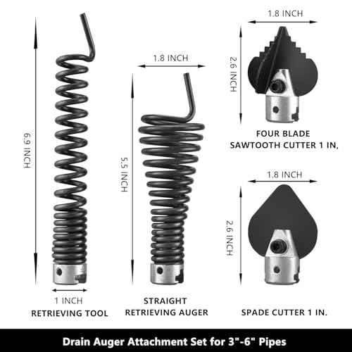 4-Piece Drain Snake Heads(7/8Inch)–Includes 4-Blade Saw Cutter,Spade Cutter&Augers–Compatible with K-1500,K-750 & 7/8"-1" Cables for 3" to 6" Pipes–Works with RIDGID,C-8,C-9,C-10 Cables - style: 22mm(7/8Inch)