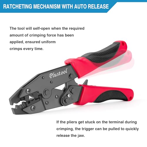 Plustool Crimping Tool for Spark Plug Ignition Wire, 8.5mm Ratchet Spark Plug Wire Crimper - Crimping Pliers - Electrical Terminal Crimping Tool