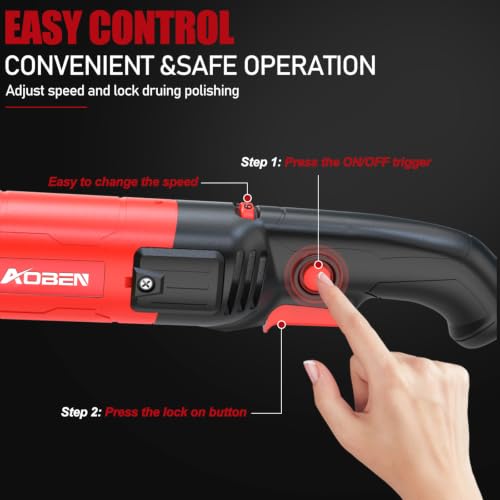 AOBEN Car Buffer Polisher,Rotary polisher,1600W Car Polisher Waxer with 6 Variable Speed,4 Polishing Pads,Detachable Handle for Car Polishing and Waxing - size: AT3501-C2