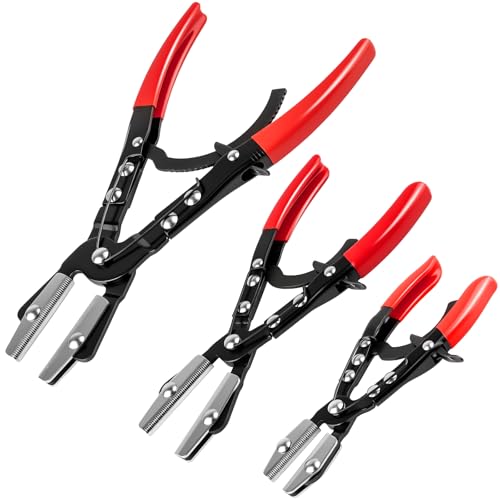 3PCS Ratchet Hose Pinch Off Pliers, Upgrade Hose Pinch Pliers Automotive, 8 in, 10", 12inch Locking Fuel Line for Radiator, Heater, Coolant, Fuel Pinch, Flexible Hose
