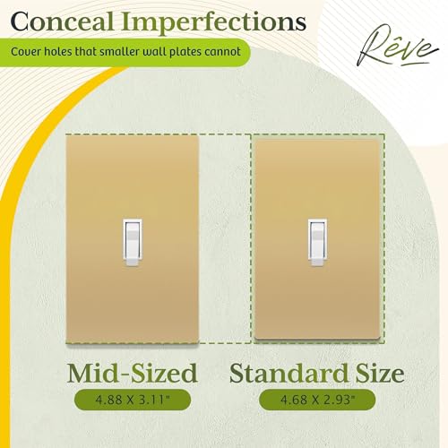 TG Mid-Size Screwless Toggle Light Switch Cover Plate, 1 Pack, White - color: Gold, size: 1 Gang