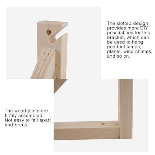 OVOV 2 Pack Wall Mount Wooden Shelf Brackets Triangle with Hole 7 Inch - color: Wood with Hole, size: 7 Inch
