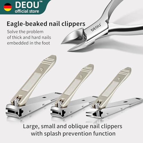DEOU Manicure Sets Nail Clippers Stainless Steel Manicure and Pedicure kit Girls Professional Nail Files and Men's Grooming Scissors Tools for Home Personal Care or Gifts (Gray upgraded version) - color: Gray Upgraded Version