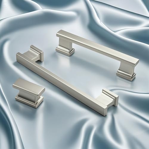 KNOBWELL 6 Pack Brushed Nickel Solid Cabinet Knobs Overall Length 1-1/2 Inch Single Hole Kitchen Cabinet Hardware for Cupboard Drawer Dresser Knobs - color: Brushed Nickel, size: Overall Length：1-1/2 inch（38mm）
