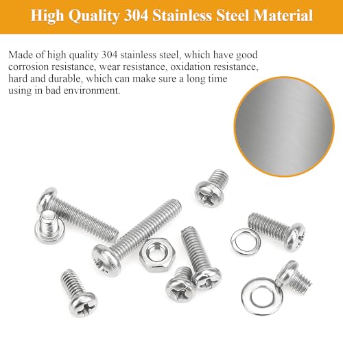 385 Pieces M4 Machine Screws Nuts Washers Set, Sutemribor M4 x 5/6/8/10/12/16/20mm Phillips Pan Head Machine Screws Nuts Washers Assortment Kit, 304 Stainless Steel, Fully Threaded - size: M4, style: Phillips Pan Head