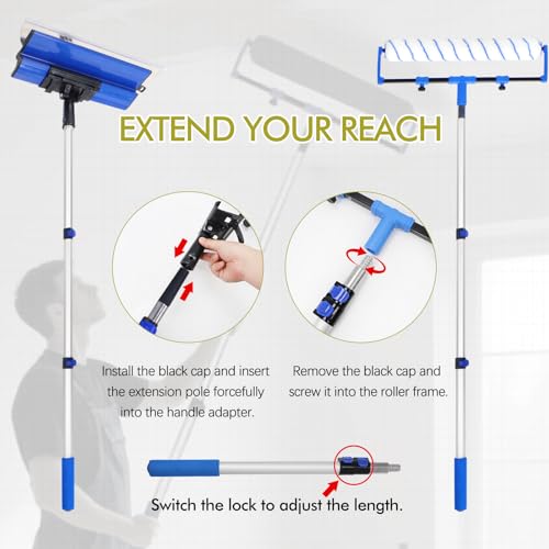 Paint Roller Kit, 18" Paint Roller Set with Paint Scraper, Putty Brushes, Tray with Disposable Liners, Extension Pole and Gloves, Wall Repair and Painting Tools for Interior Walls and Ceilings - size: 18-inch Paint and Putty Brush