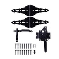 Fence Gate Hardware Kit, 8" Heavy Duty Strap Hinges and Spring Latch, Black - size: 8" Decorative Strap Hinges
