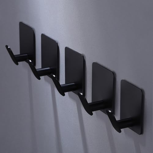 DELITON 8 Pack Adhesive Towel Hooks, Matte Black Wall Hooks for Bathroom - color: Black-8