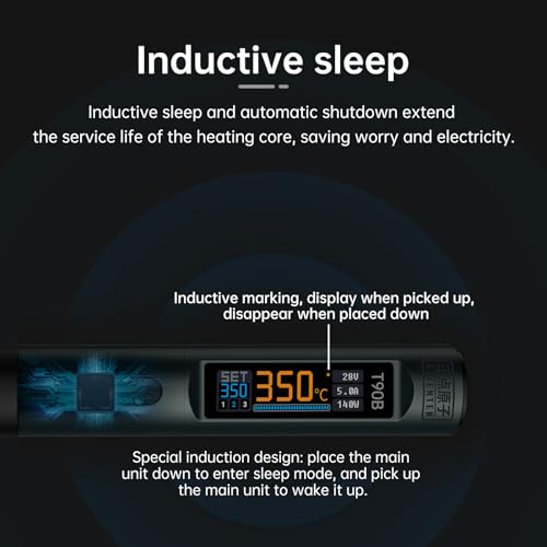 T90 Smart Soldering Iron 140W PD3.0 QC Fast Heating Digital Soldering Pen with LCD Display, Portable USB‑C Soldering Tool for Electronics Repair, DIY, PCB Soldering (T90A soldering iron Set)
