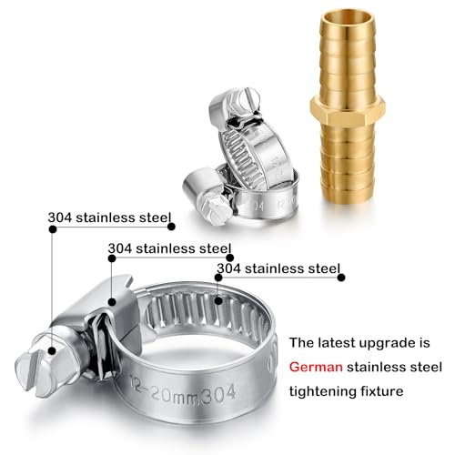 Solid Brass Garden Hose Repair Connector with Clamps Hose Repair Kit, 5/8"Barb Garden Hose Fittings (5/8"Barb-3 Set) - color: 5/8"Barb-3 Set