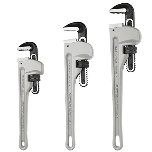MAXPOWER Pipe Wrench Set 10" 14" 18", with 1" 2" 2.5" Jaw Capacity - size: 10, 14, 18-inch, style: Straight Pipe Wrench