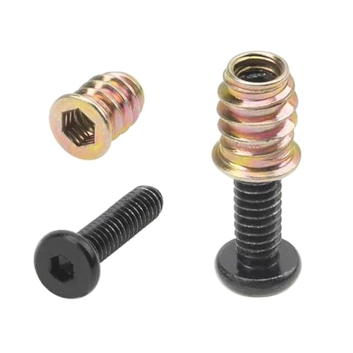 Threaded Wood Inserts for Furniture, 1/4-20 x 25/32" Inserts and Bolts - Hex Socket Drive - 1/4-20 x 19/32" Screw-in Nuts，Set of 28 Screw-in Nuts, Furniture Fasteners (kit)