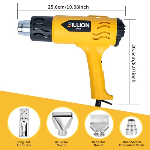 Heat Gun 1800W, 100℉ to 1200℉ Hot Air Gun with 4 Nozzles - color: Yellow-4