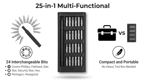 25-in-1 Precision Multi-Function Screwdriver Set Kit - Essential for Home Repairs, Electronics Disassembly & DIY Projects - Perfect for Homeowners, DIY Enthusiasts, and Tech Repairers
