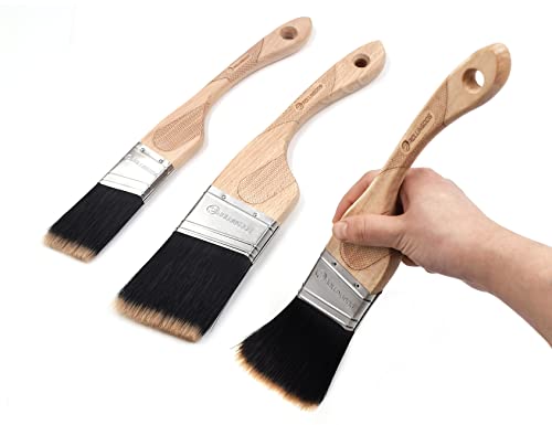ROLLINGDOG 3pcs Angled Paint Brush Set - color: Stiff Bristles(pack of 3)