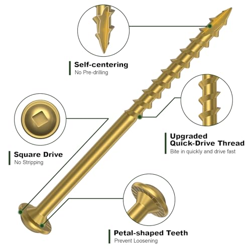 Pocket Hole Screws 2-1/2 Inch, 320Pcs Exterior Pocket Screws #8 X 2-1/2" - color: Gold, size: #8 X 2-1/2"