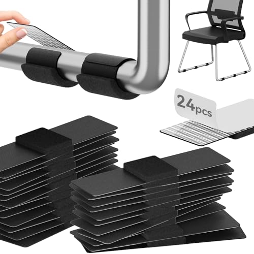 Sled Base Chair Floor Protectors Sled Base Chair Glides Wrap Around Floor Savers,Chair Leg Protectors Furniture Pads,Protect Floors Anti-Scratch Reduce Noise Easy Install (24pcs, Black Felt Pads) - size: Black Felt Pads