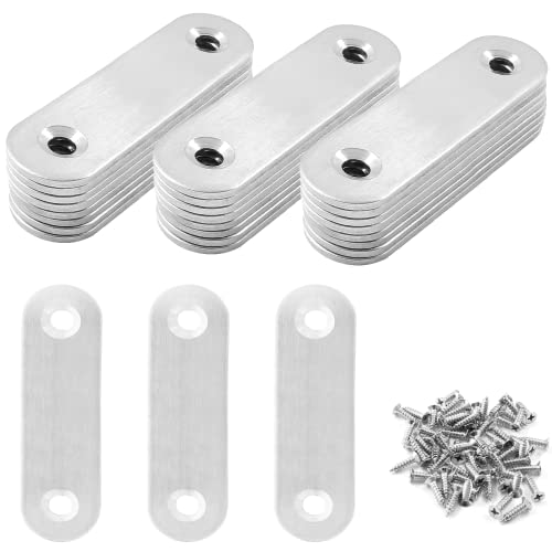 Jiozermi 24 Pcs Straight Brace, 2.4" x 0.6", Stainless Steel Silver - size: Silver, 2.4” x 0.6”, 24 Pcs
