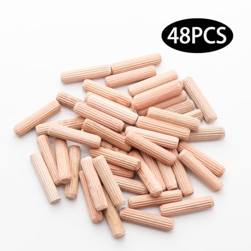 48Pcs 8mm x 35mm / 5/16 Inch x 1.38 Inch Wooden Dowel Pin - size: 8 x 35mm