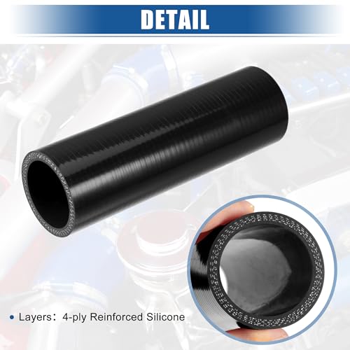 uxcell 1.5" ID 6" Length 4-Ply Reinforced High Temp Straight Coupler Silicone Reducer Hose Black for Car Intercooler Intake Piping - size: 1.5" ID