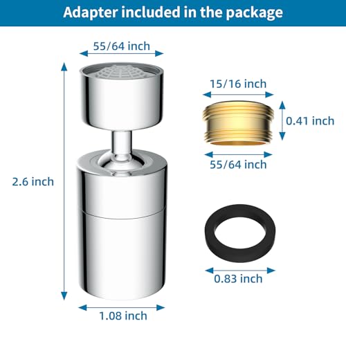 Hibbent NSF/ANSI/CAN 61 & cUPC Certified 2-Flow Aerator, Chrome - color: Chrome, style: Upgraded 360 Degree Faucet Aerator
