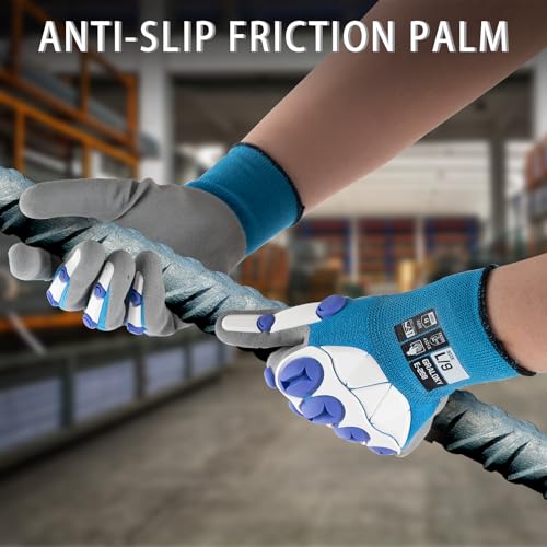 Safety Work Gloves Men Women, Impact Gloves with TPR Protection - color: Blue, size: X-Large
